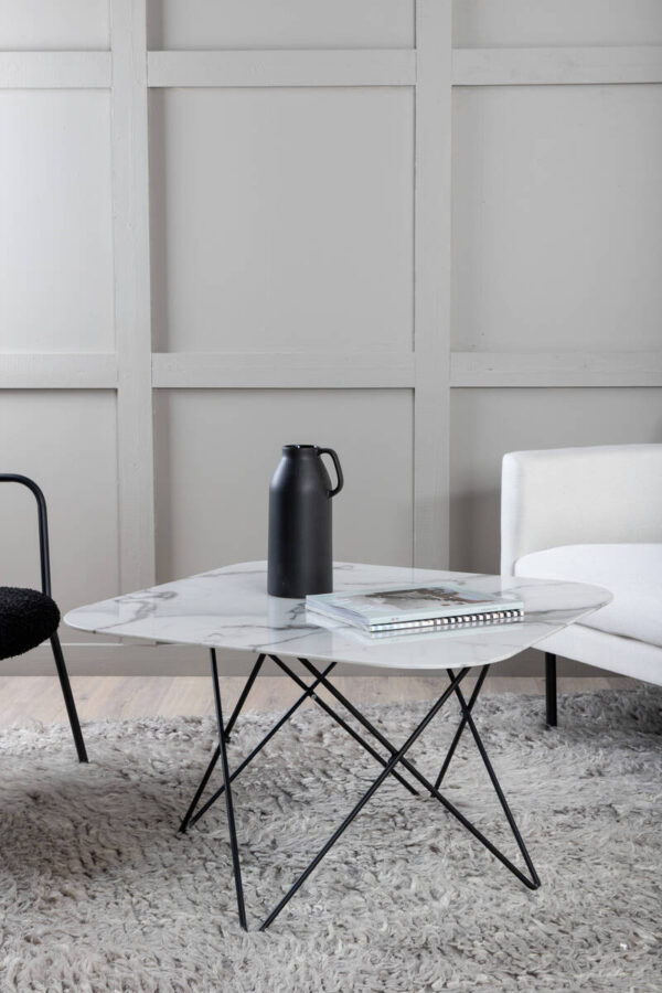 Tristar Soffbord - Svart / Vit Glas Marmor