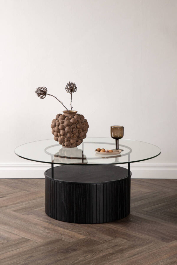 BOvaltl Soffbord - Svart / Klart Glas