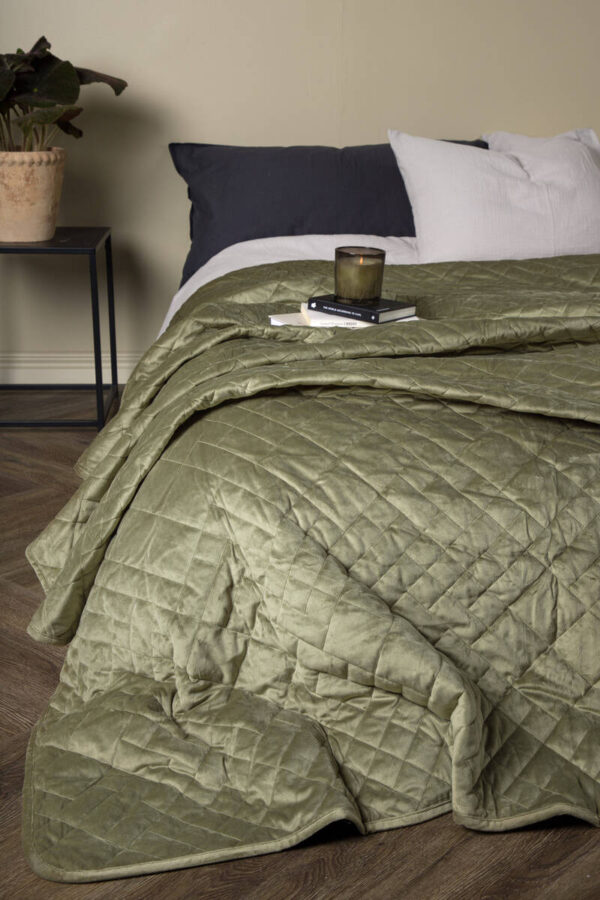 Jilly Sängöverkast Polyester/velvet/microfiber - Grön / - 260*260