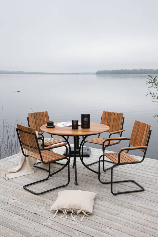 Holmsund Matgrupp Svart Stål / Acacia Teaklook - Venture Home