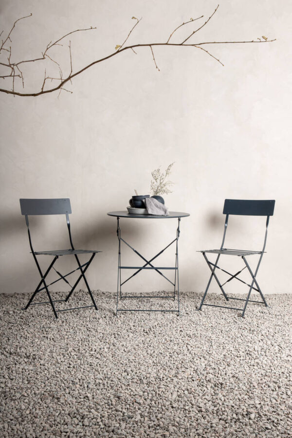 Marseille Foldable Stål bistro set Mörkgrå - Venture Home