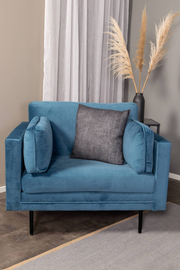 Boom Fåtölj Velvet Blå - Venture Home