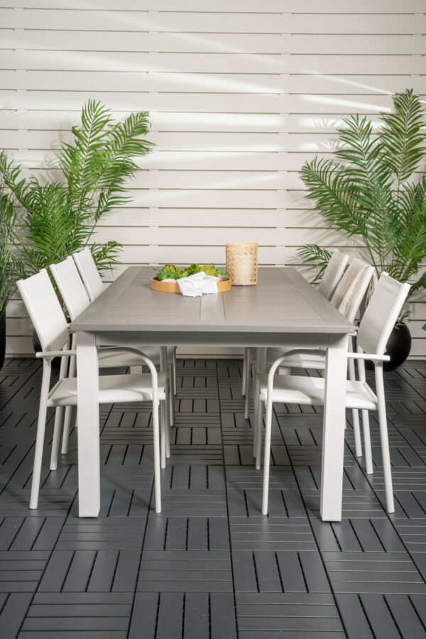 Matgrupp Albany med stolarna Santorini Table: 76x224x100 Chair: 58x89x56 - Venture Home