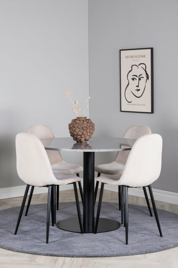 Matgrupp Razzia med stolarna Polar Table: ⌀106 Chair: 53,3x88x42,5 - Venture Home