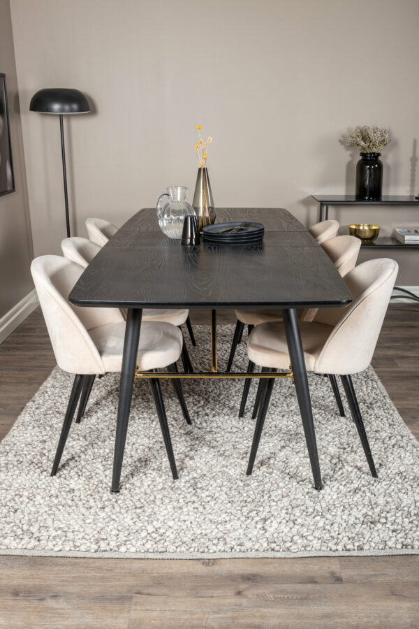 Matgrupp Gold med stolarna Velvet Table: 76x180x85 Chair: 57x76,5x50 - Venture Home