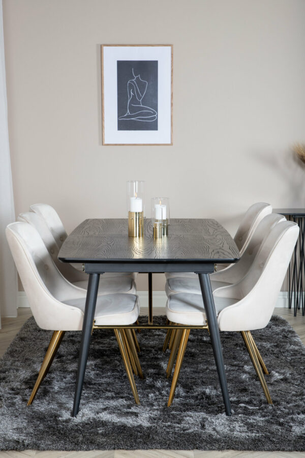 Matgrupp Gold med stolarna Velvet Deluxe Table: 76x180x85 Chair: 66x88,5x50 - Venture Home
