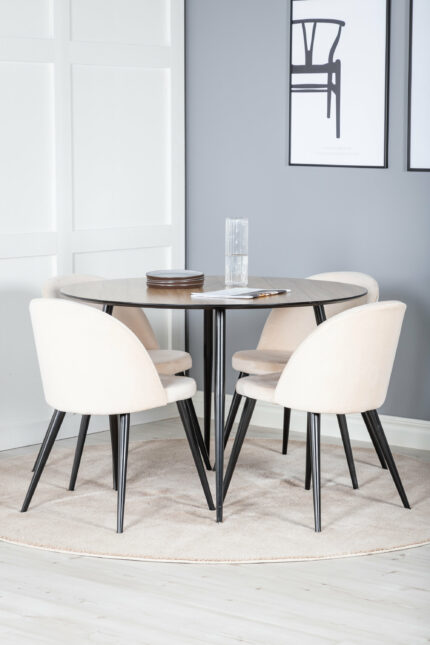 Silar Rund Matgrupp Table: ⌀100 Chair: 57x76,5x50 - Venture Home