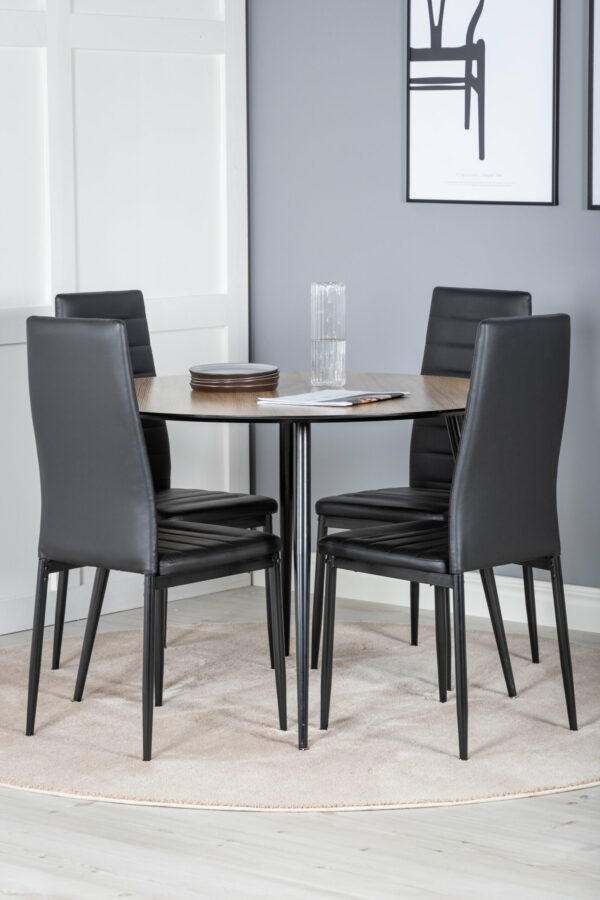 Silar Rund Matgrupp Table: ⌀100 Chair: 48x98x42 - Venture Home