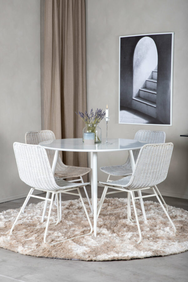 Matgrupp Plaza med stolarna Cirebon Table: ⌀100 Chair: 61x80x48 - Venture Home