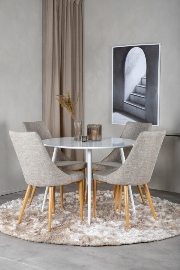 Plaza Rund Matgrupp Table: ⌀100 Chair: 63x91x46,5 - Venture Home