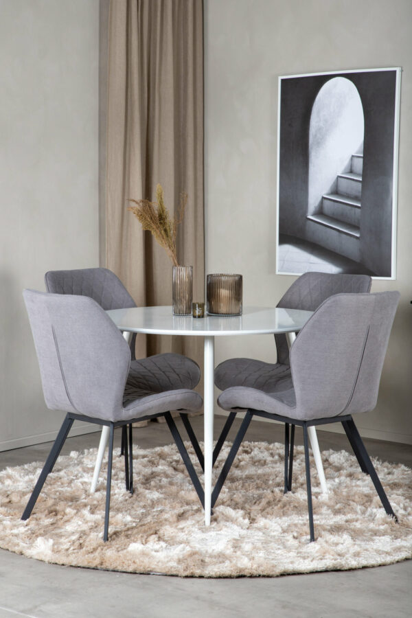 Matgrupp Plaza med stolarna Gemma Table: ⌀100 Chair: 63x90x50 - Venture Home