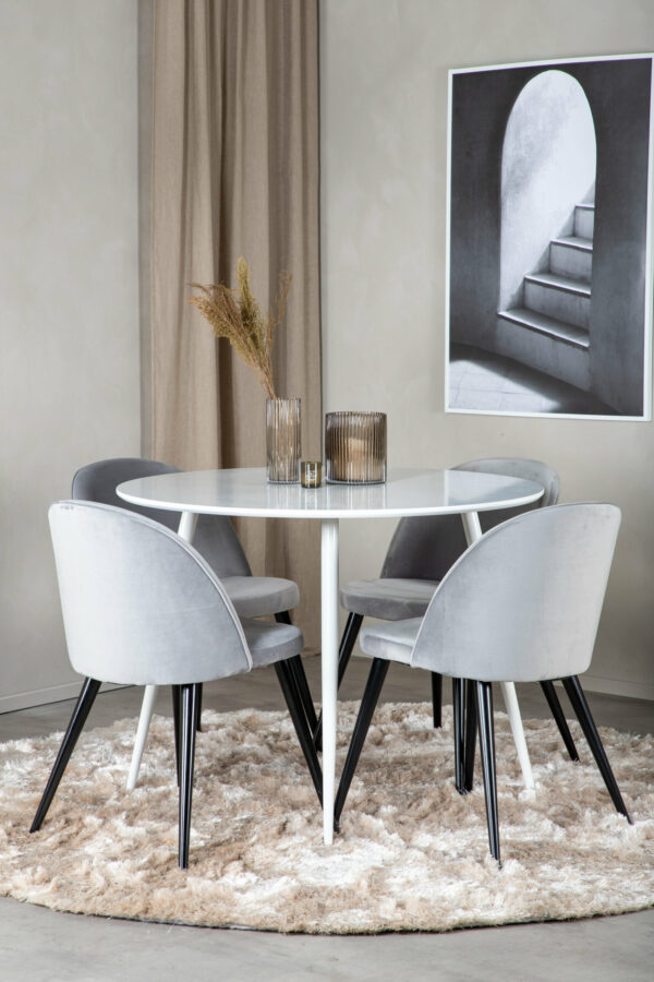 Matgrupp Plaza med stolarna Velvet Table: ⌀100 Chair: 57x76,5x50 - Venture Home