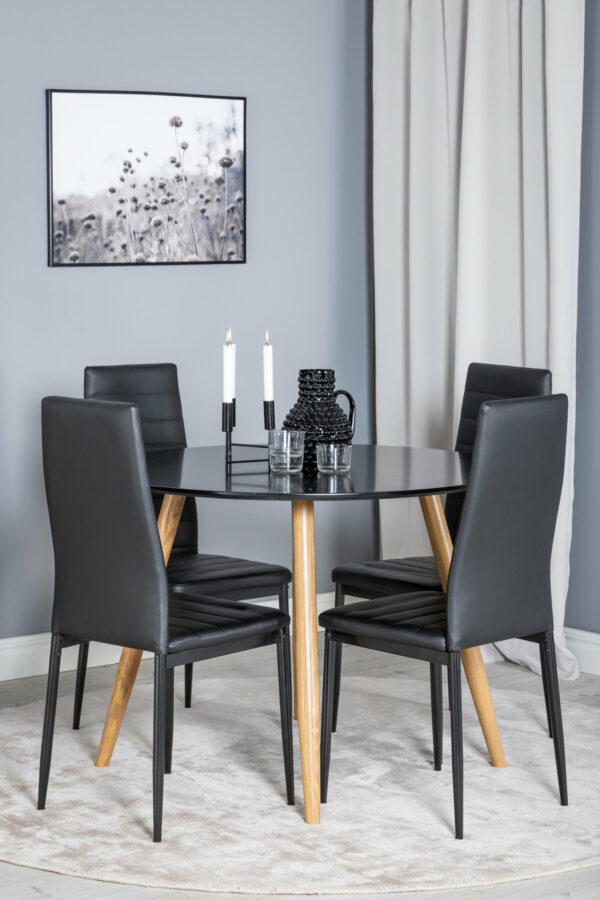 Matgrupp Plaza med stolarna Slim Table: ⌀100 Chair: 48x98x42 - Venture Home