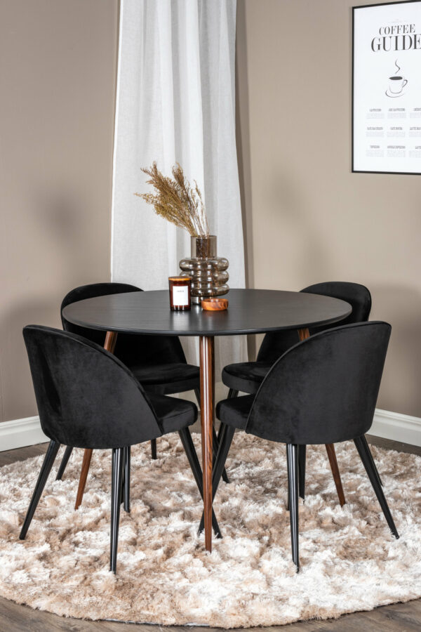 Matgrupp Plaza med stolarna Velvet Table: ⌀100 Chair: 57x76,5x50 - Venture Home