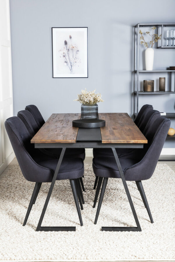 Matgrupp Jakarta med stolarna Velvet Deluxe Table: 75x200x90 Chair: 66x88,5x50 - Venture Home