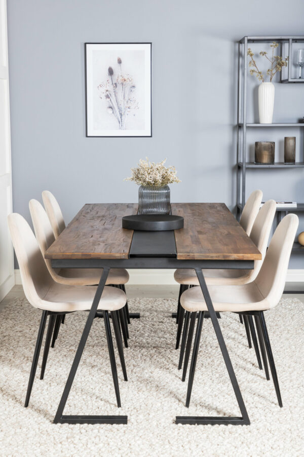 Matgrupp Jakarta med stolarna Polar Table: 75x200x90 Chair: 53,3x88x42,5 - Venture Home