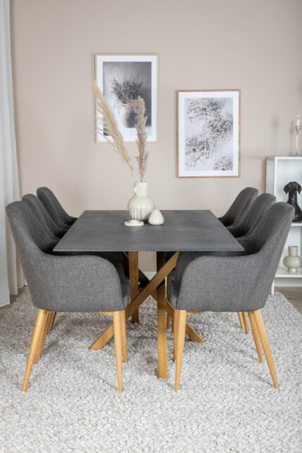 Piazza Rektangulär Matgrupp Table: 75x180x90 Chair: 62x93x57 - Venture Home