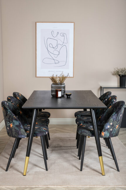 Matgrupp Dipp med stolarna Velvet Table: 75x180x90 Chair: 55x78x50,5 - Venture Home