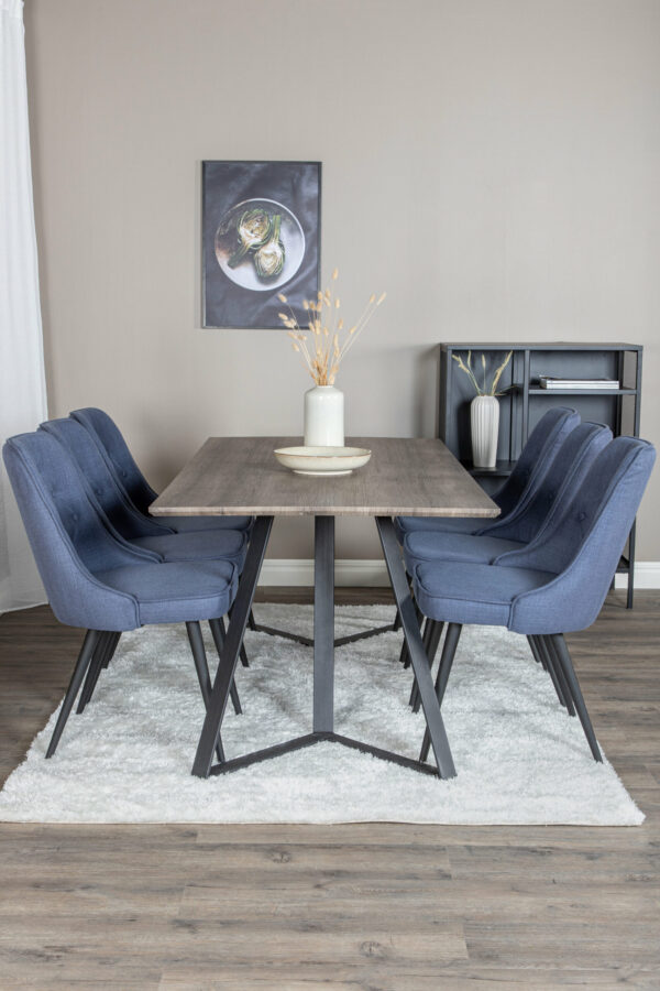 Matgrupp Marina med stolarna Velvet Deluxe Table: 75x180x90 Chair: 66x88,5x50 - Venture Home