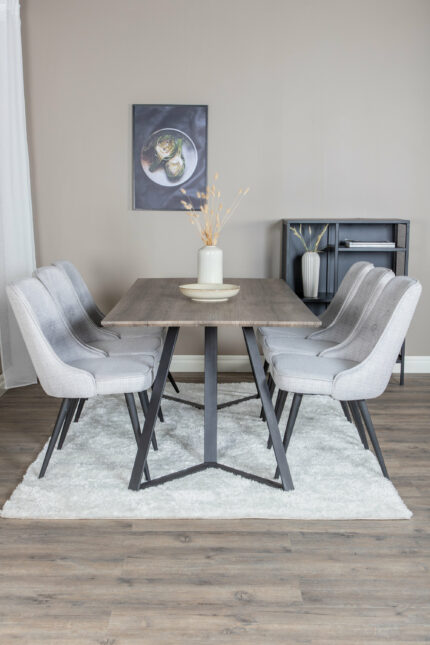 Matgrupp Marina med stolarna Velvet Deluxe Table: 75x180x90 Chair: 66x88,5x50 - Venture Home