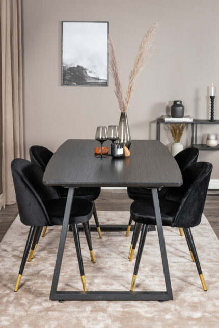 Matgrupp Inca med stolarna Velvet Table: 75x160x85 Chair: 57x76,5x50 - Venture Home