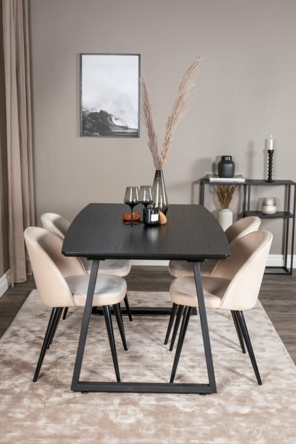 Matgrupp Inca med stolarna Velvet Table: 75x160x85 Chair: 57x76,5x50 - Venture Home