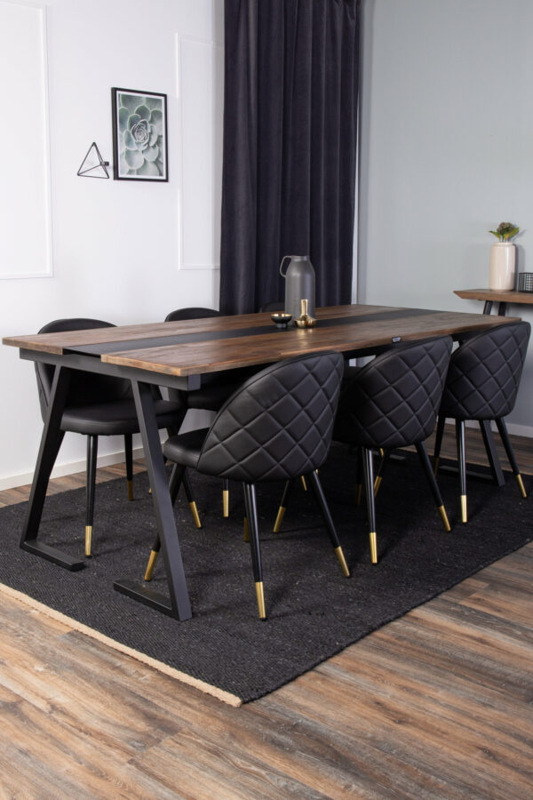 Matgrupp Jakarta med stolarna Velvet Table: 75x200x90 Chair: 57x76,5x50 - Venture Home