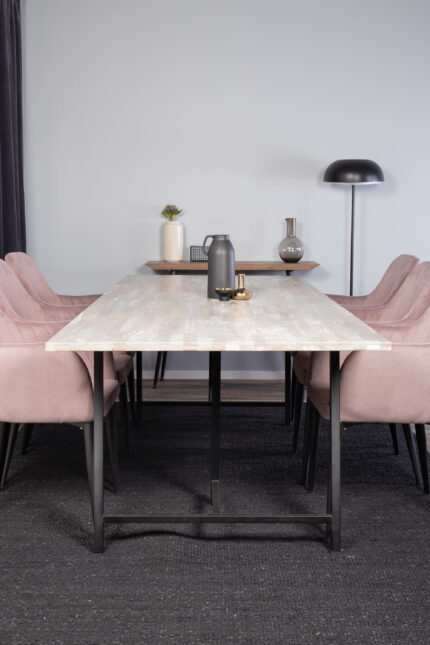 Jepara Rektangulär Matgrupp Table: 76x250x100 Chair: 62x93x57 - Venture Home