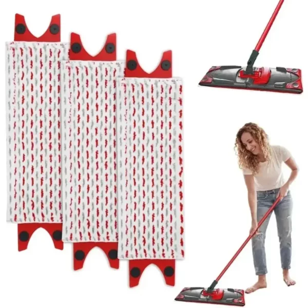 3-pack Vileda-kompatibla mikrofiber moppdukar – Tvättbara & återanvändbara
